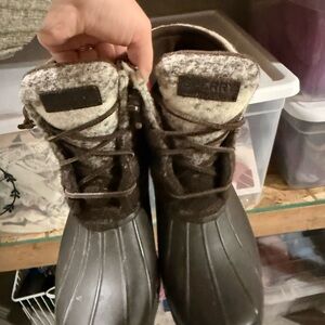 Sperry Brown and Cream Duck Boots Size 9